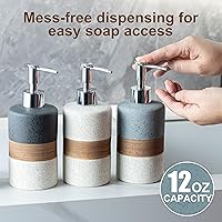 Vista 8 de Ceramic Dish Soap Dispensers Set(2 Pack), Hand, Dish, Shower Soap Dispenser for Kitchen Sink & Bathroom, Includes Stainless Steel Pump, Silicone