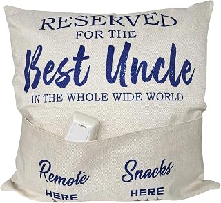 Uncle Gifts from Niece Nephew, Uncle Throw Pillow Covers - Two-Pockets, 18x18 Inch, Perfect for Birthday, Christmas, Anniversary, Father's Day & Thanksgiving