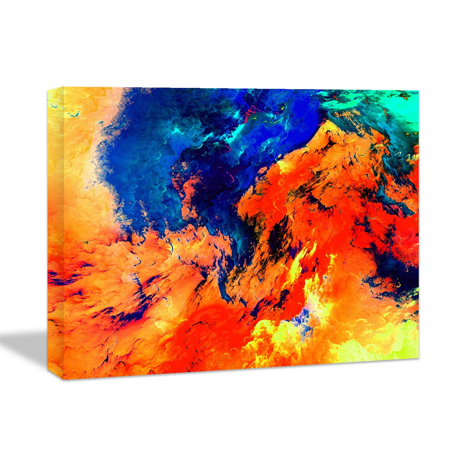 YONICA Wall Canvas Abstract Painting - Wall Art Decor Abstract Wall Painting Picture of Mountain Valley Clouds Stretched Printed on Canvas for Home Living Room Bedroom Office 16 X 12 Inches