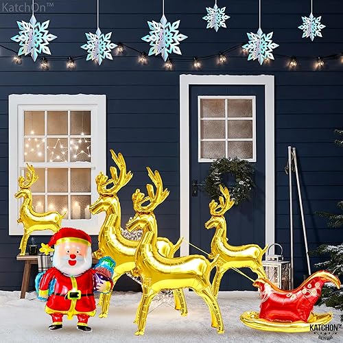 Miniatura 4 de KatchOn Globos de reno de Feliz Navidad, paquete de 12 | Globos de Mylar para decoraciones navideñas de renos