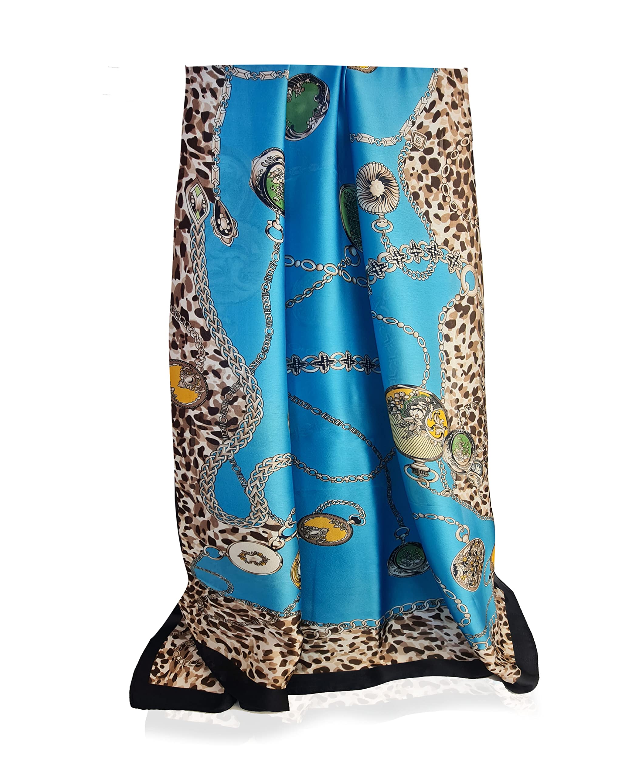 GLORIS Damen schal fein seidig groß 180 x 90 cm mit bunten Prints. Halstuch Tuch für Frauen. Kopftuch Halstuch Schal. Seidenschal Elegante
