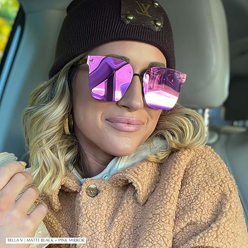 Miniatura 4 de DIFF Bella V Designer - Gafas de sol de gran tamaño sin montura para mujer, protección UV400