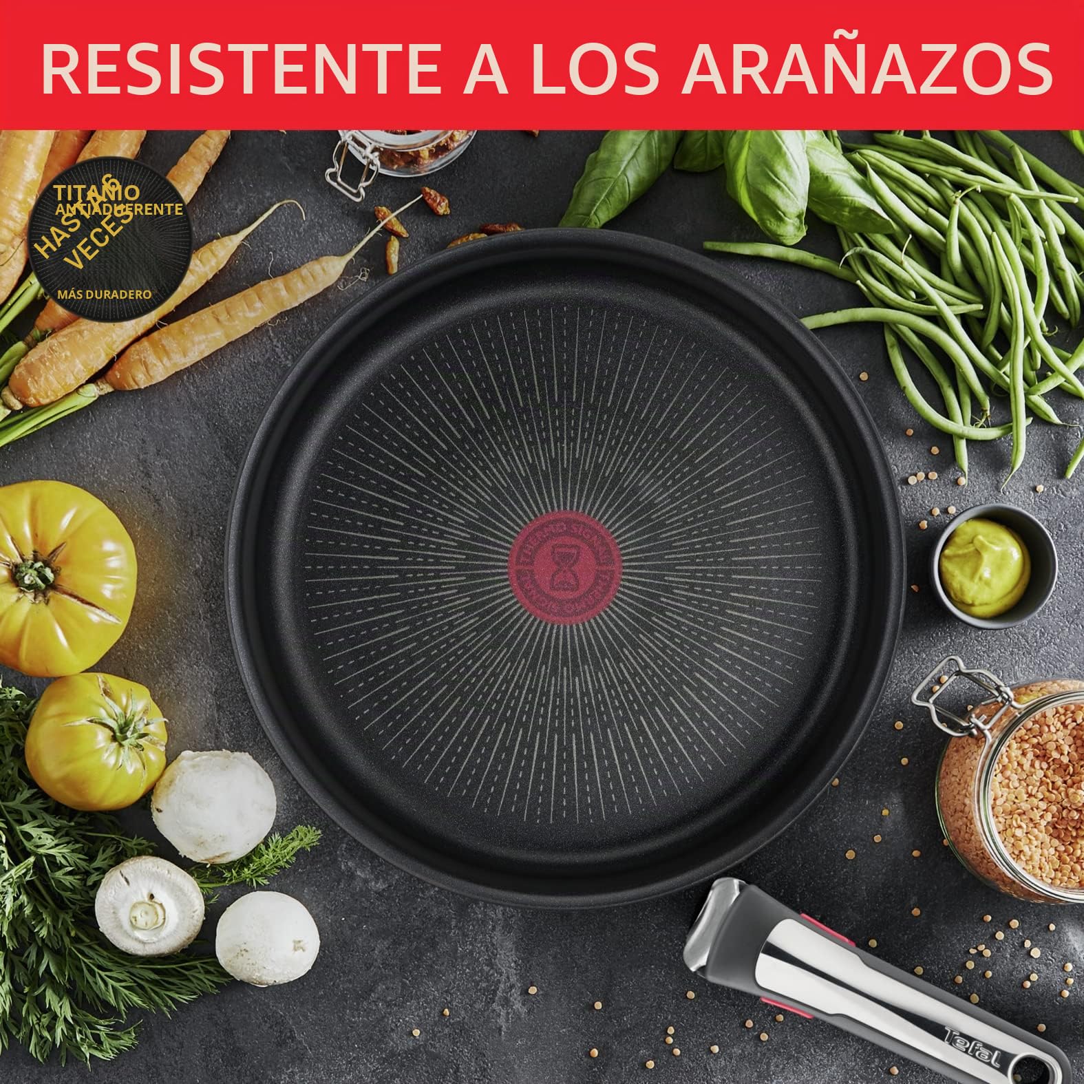 Tefal Ingenio - Sartén para Crepes (27 cm, inducción, Revestimiento Antiadherente, Aluminio Fundido, apilable, Apto para lavavajillas, Eco Resist L8581004, Negro