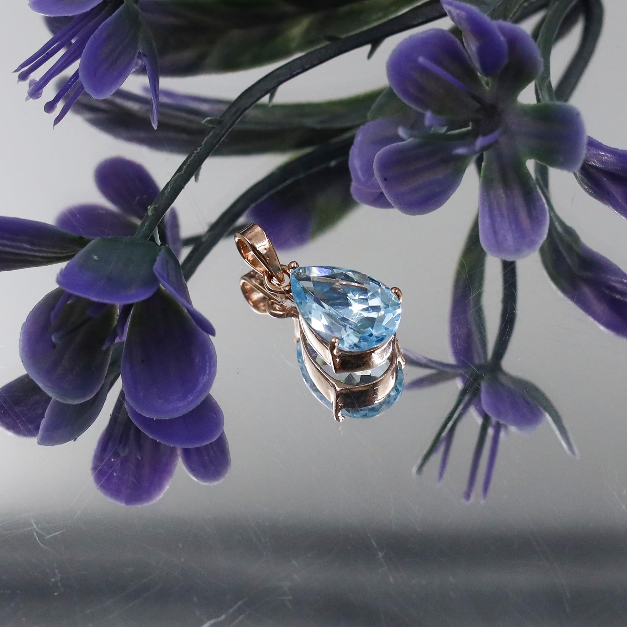 Pendentif pierre de naissance en argent sterling 925 avec pierre précieuse pour elle - Collier à breloques pour femme