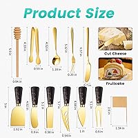 Vista 2 de Juego de cuchillos de queso de mármol dorado y negro, accesorios de tablero de charcutería con mango de cerámica, esparcidor de mantequilla, De