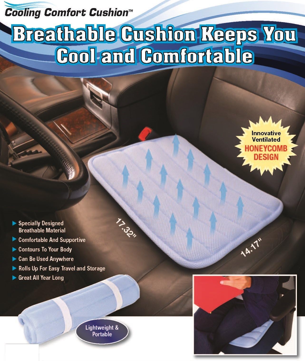 17" Honeycomb Design Breathable Cooling Comfort Cushion