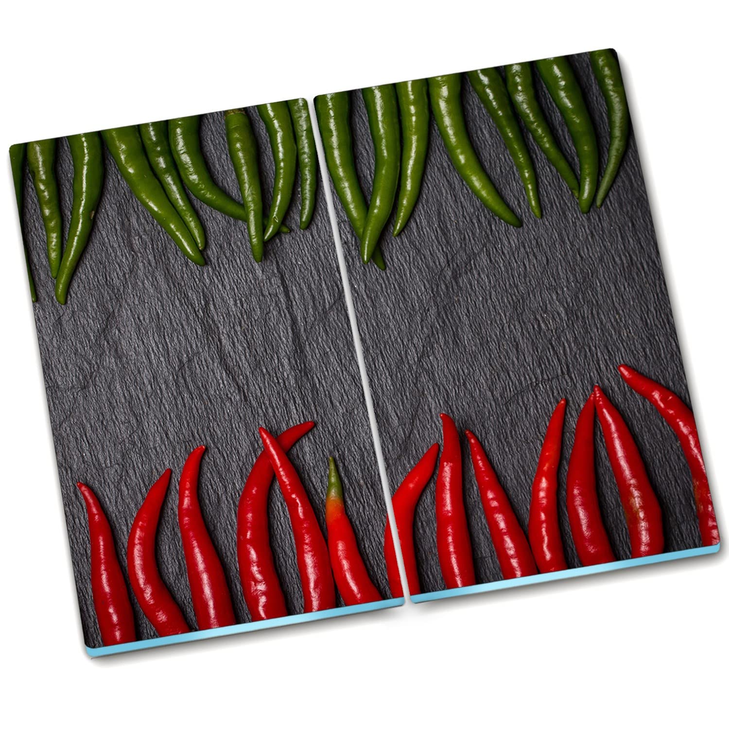 Planches à découper en verre trempé 2x30x52 cm Décormat couvre-plaque motif piments