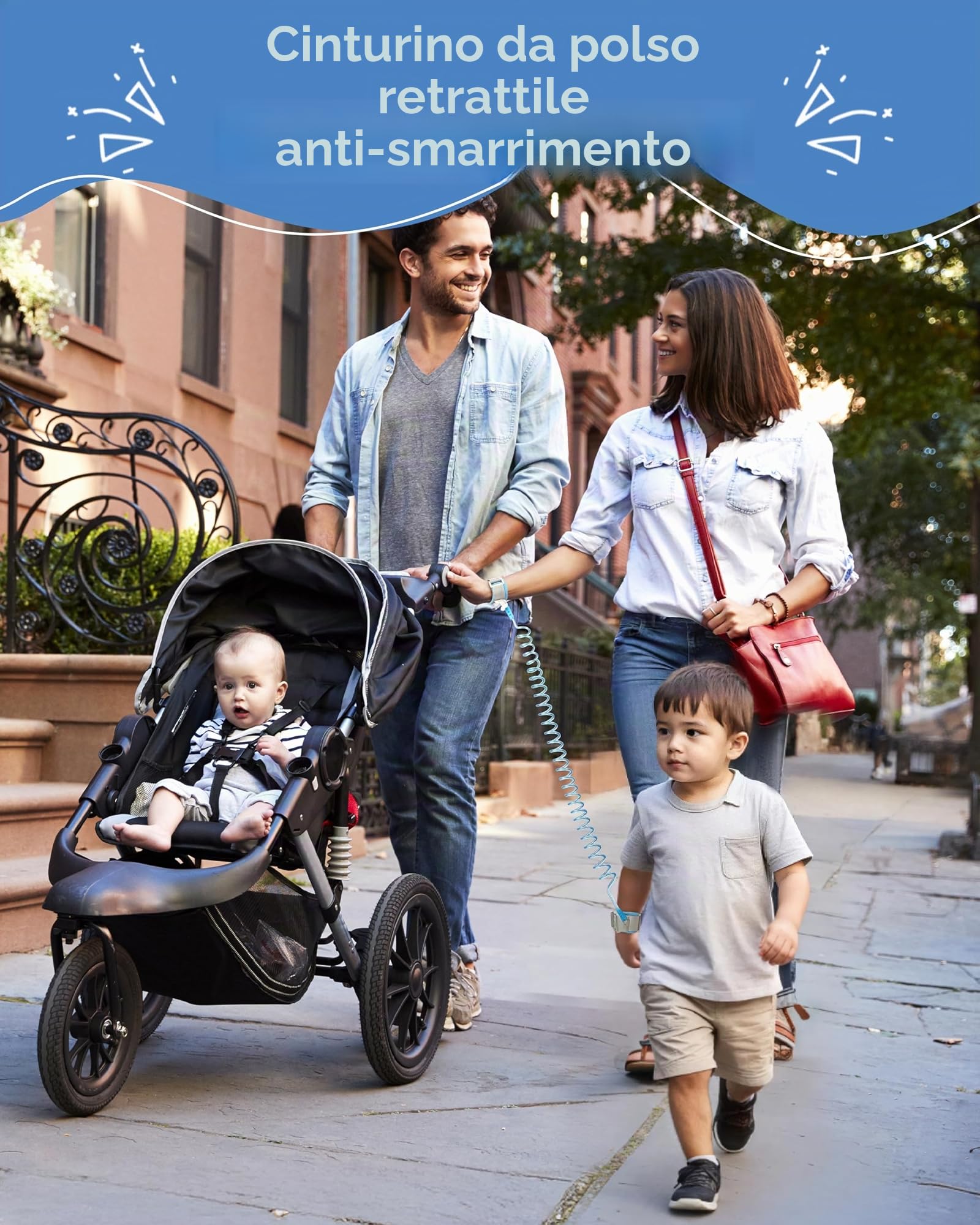 3 in 1 Regolabile Guinzaglio Zaino per Bambini con Guinzaglio Anti-smarrimento da Polso, Sicuro per 1-3 Anni, Blu