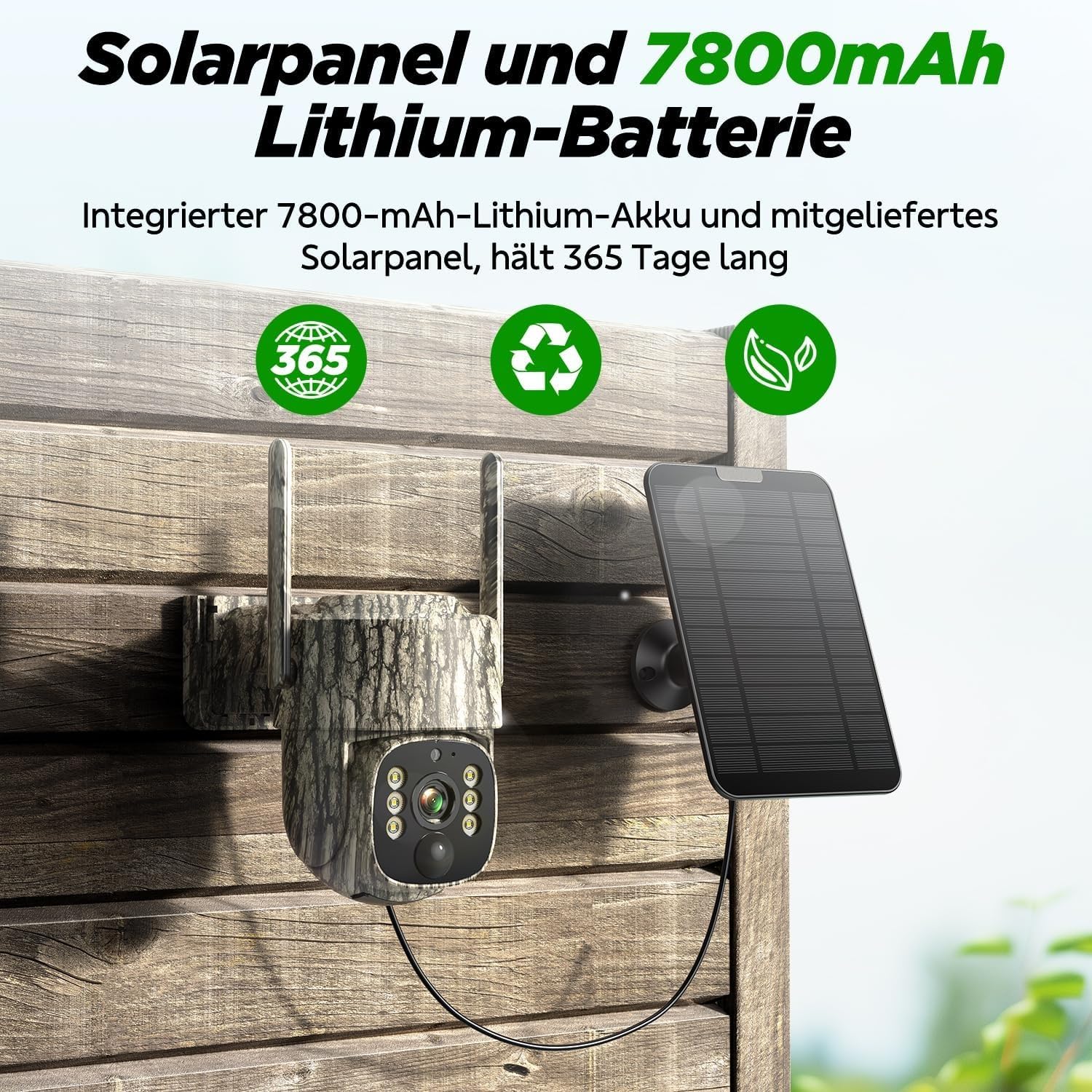 VOOPEAK 4G LTE Wildkamera Solar, 2.5K Live Übertragung Wildkamera mit Handyübertragung App, Wildtierkamera mit Nachtsicht Bewegungsmelder 355° Schwenk 90° Neigung IP66 Wasserdicht
