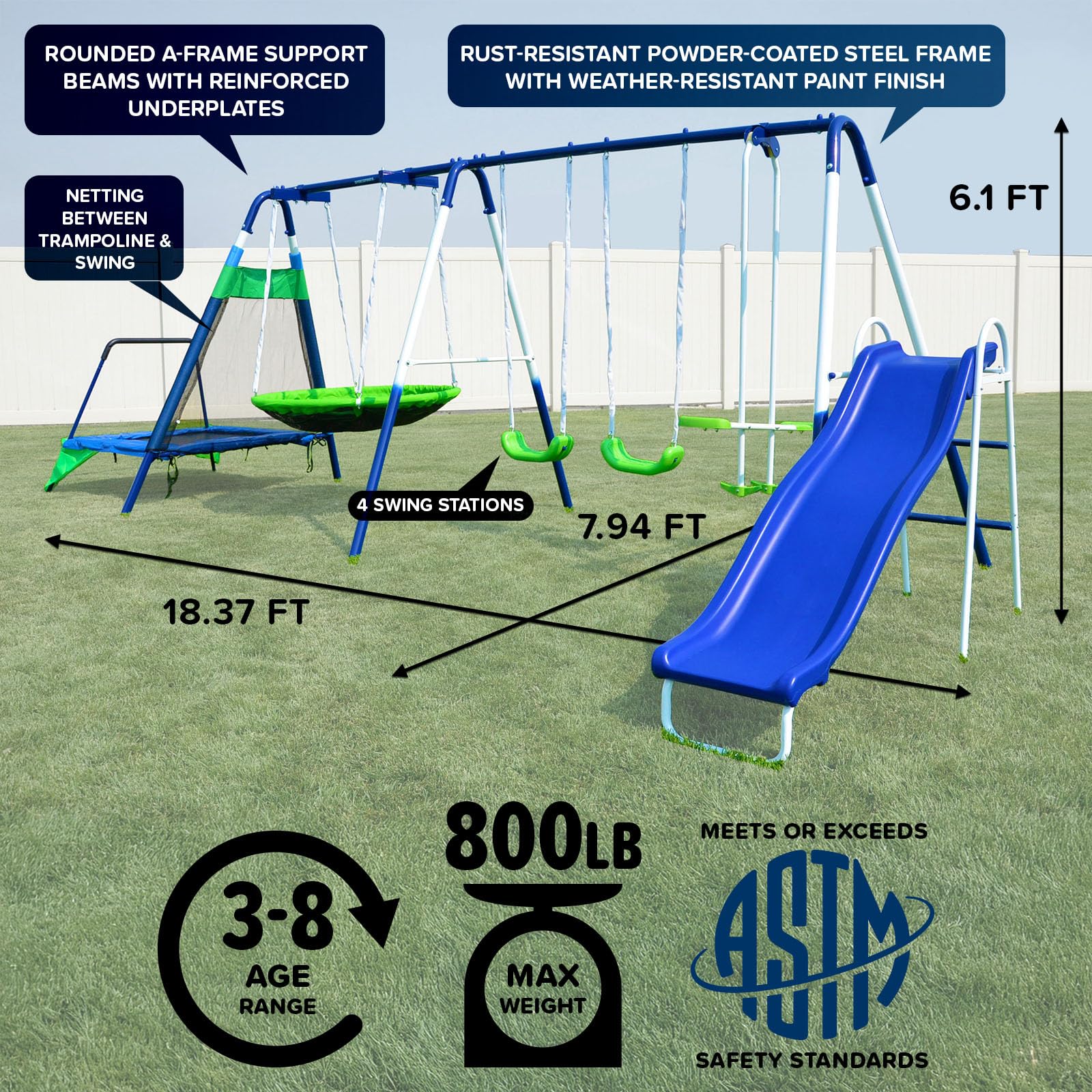 ⭐︎値下⭐︎ISOMETRIC Ti SWINGPOWER(SX) 3本セット Sportspower Mountain View Metal Swing, Slide and Trampoline Set