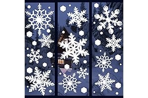 Ivenf Christmas Decorations Indoor, 8 Sheets Extra Large Snowflakes Window Clings for Glass Windows