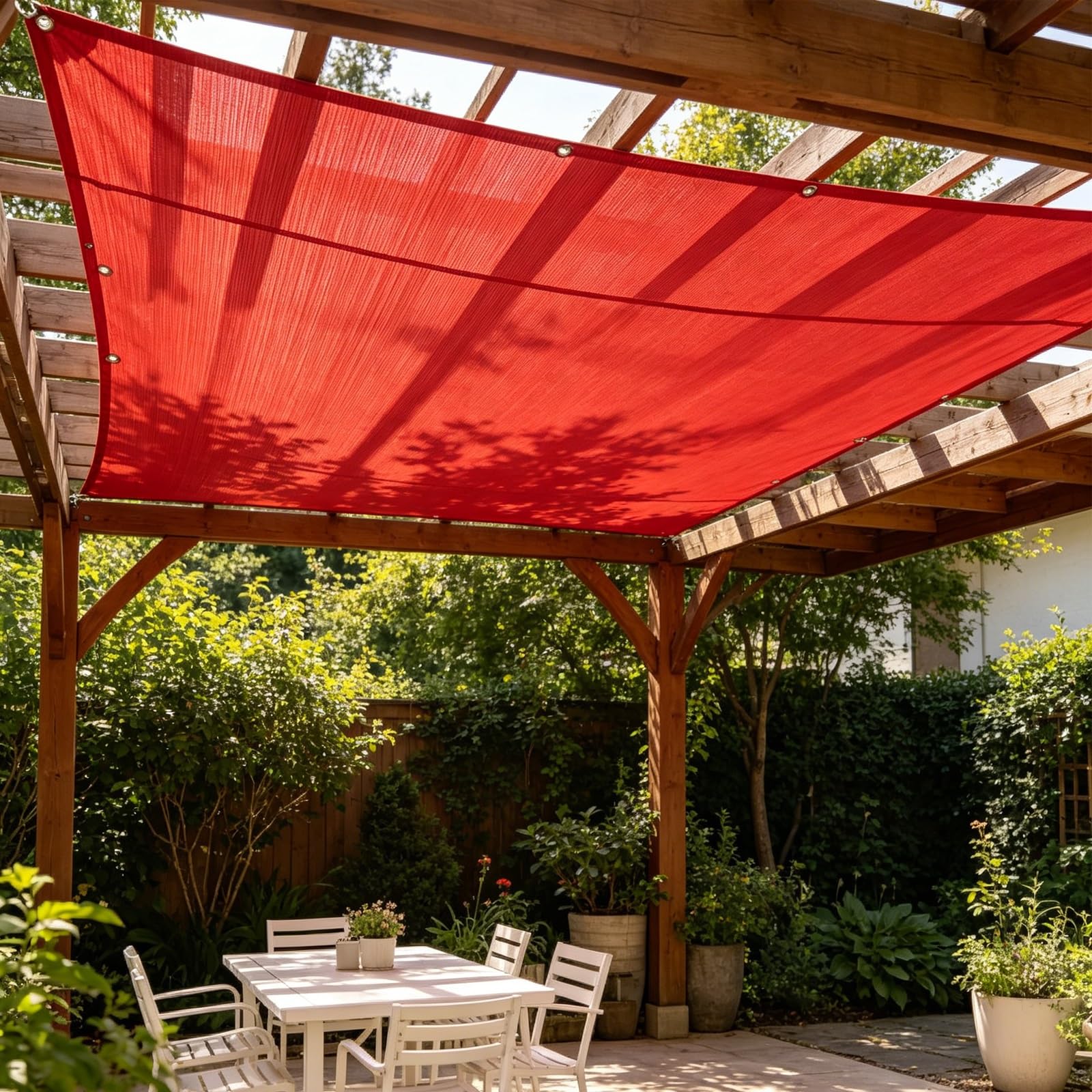 Rete Ombreggiante 150 x 800 cm 220 G M² Telo da Sole in HDPE Protezione Solare Respirante Anti Uv, Vari Formati Telo Rete Ombreggiante per Giardino, Balcone, Piscina, Rosso