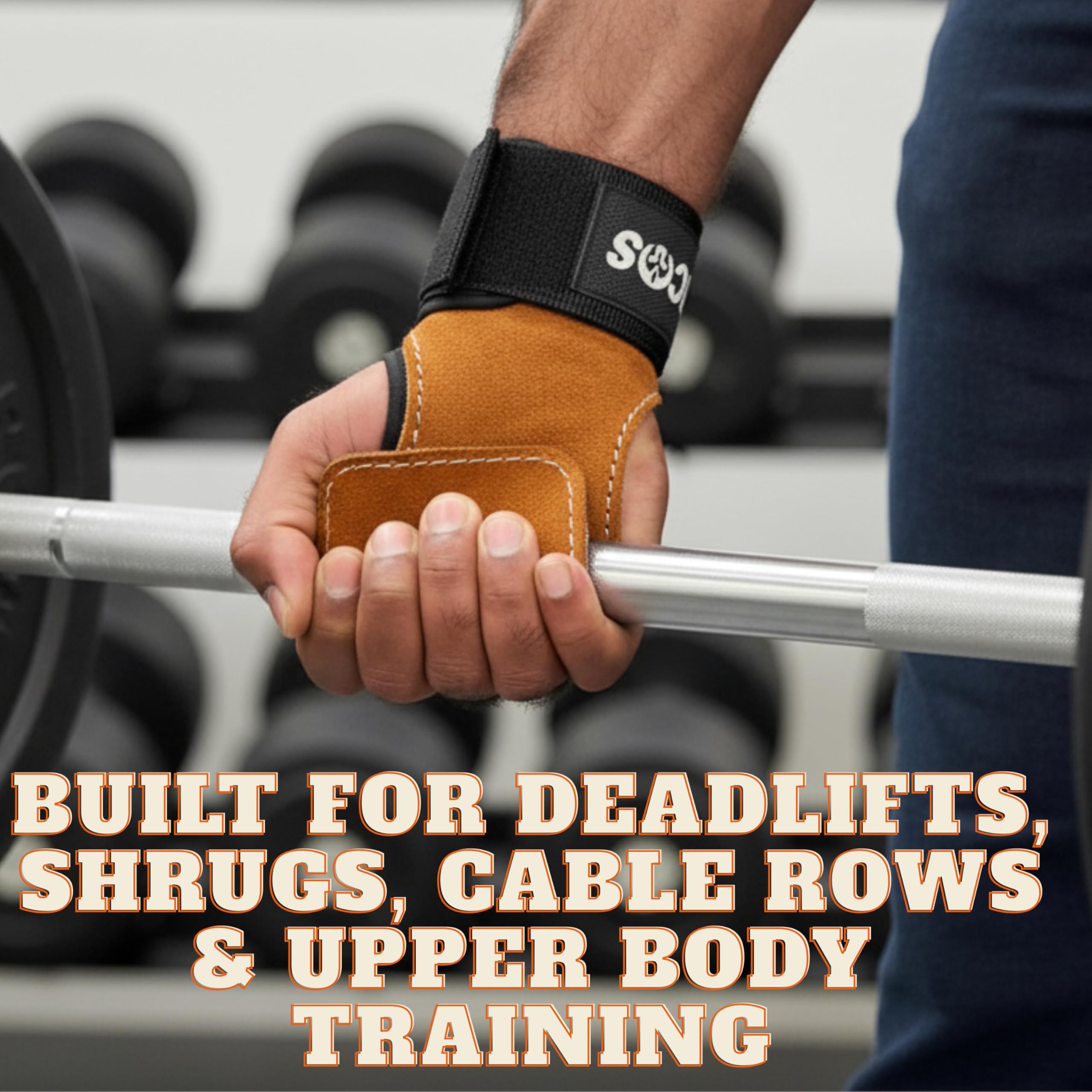 Harcos Cinghie da polso per sollevamento pesi – Cinghie da palestra in pelle a doppio strato con imbottitura in neoprene, gancio e anello regolabili, antiscivolo, resistenti per stacchi, allenamento