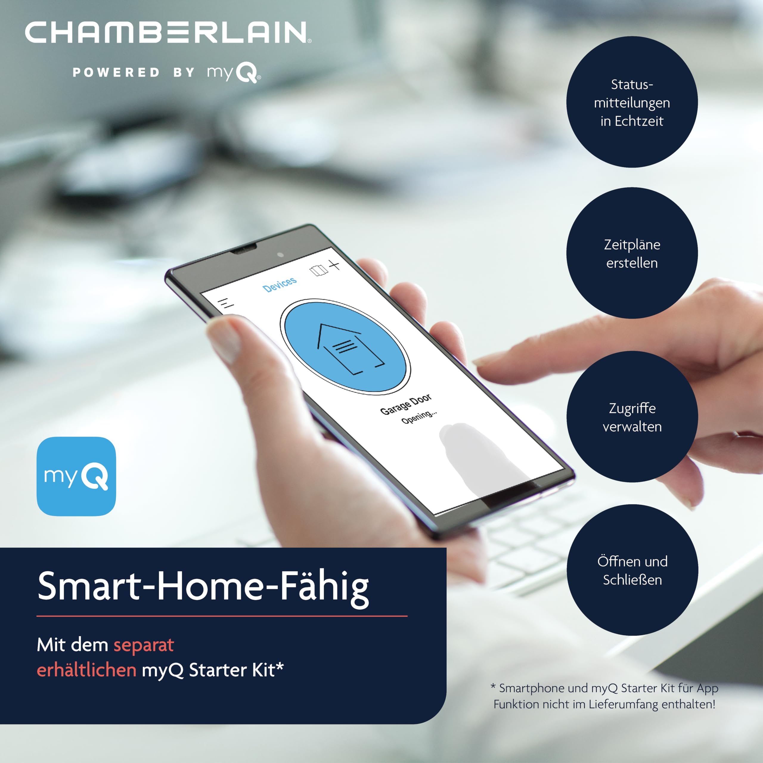 Chamberlain ML1040EV - Accionamiento para puerta de garaje - Silencioso y fuerte: 1000 N fuerza de tracción máx. 140 kg de peso de la puerta - Capacidad para Smart Home - Montaje sencillo - Incluye