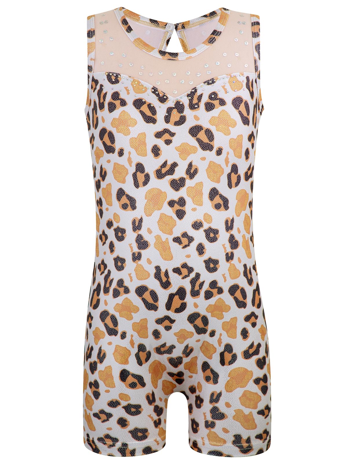 HOZIY Gymnastics Leotards with Shorts for Girls Toddlers Kids Biketard Tumbling Outfits Sparkle Unicorn Leopard Galaxy 1-2T 01 Leopard Brown