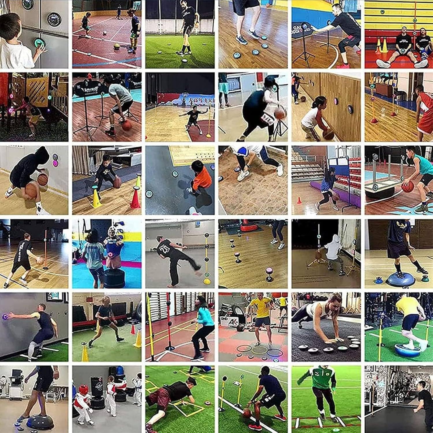 Entrenamiento con luz de Reflejos, Entrenamiento con Luces de reacción, Entrenamiento de Velocidad y Agilidad, Luces portátiles para Entrenamiento Deportivo de Fitness, Baloncesto 6Lights