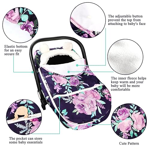 Miniatura 2 de Funda de asiento de automóvil de invierno para niñas, cubierta acogedora y cálida, toldo de asiento de automóvil infantil, ultra suave,