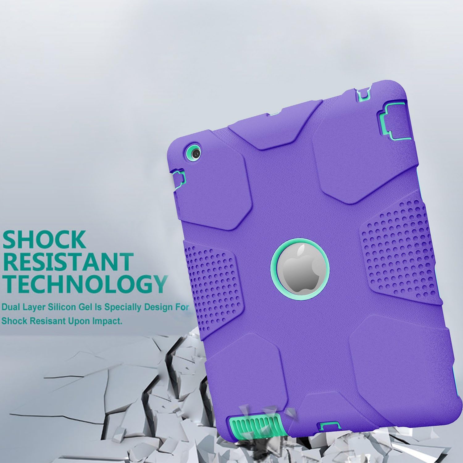 Hocase iPad 2/3/4 Case, Heavy Duty Shockproof Protection Hard Plastic+Rugged Silicone Rubber Bumper Dual Layer Protective Case for Apple 9.7-inch iPad 2nd/3rd/4th Generation - Purple