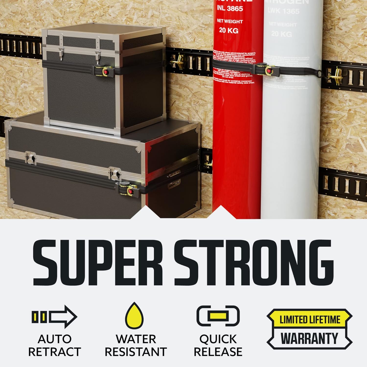 DC Cargo Mall Auto Retractable Ratchet Straps (2-Pack) 1” x 10ft, Heavy Duty, 1,209lb Break Strength – Tie Down Straps for Cargo, Truck, Trailer, Motorcycle, Boat