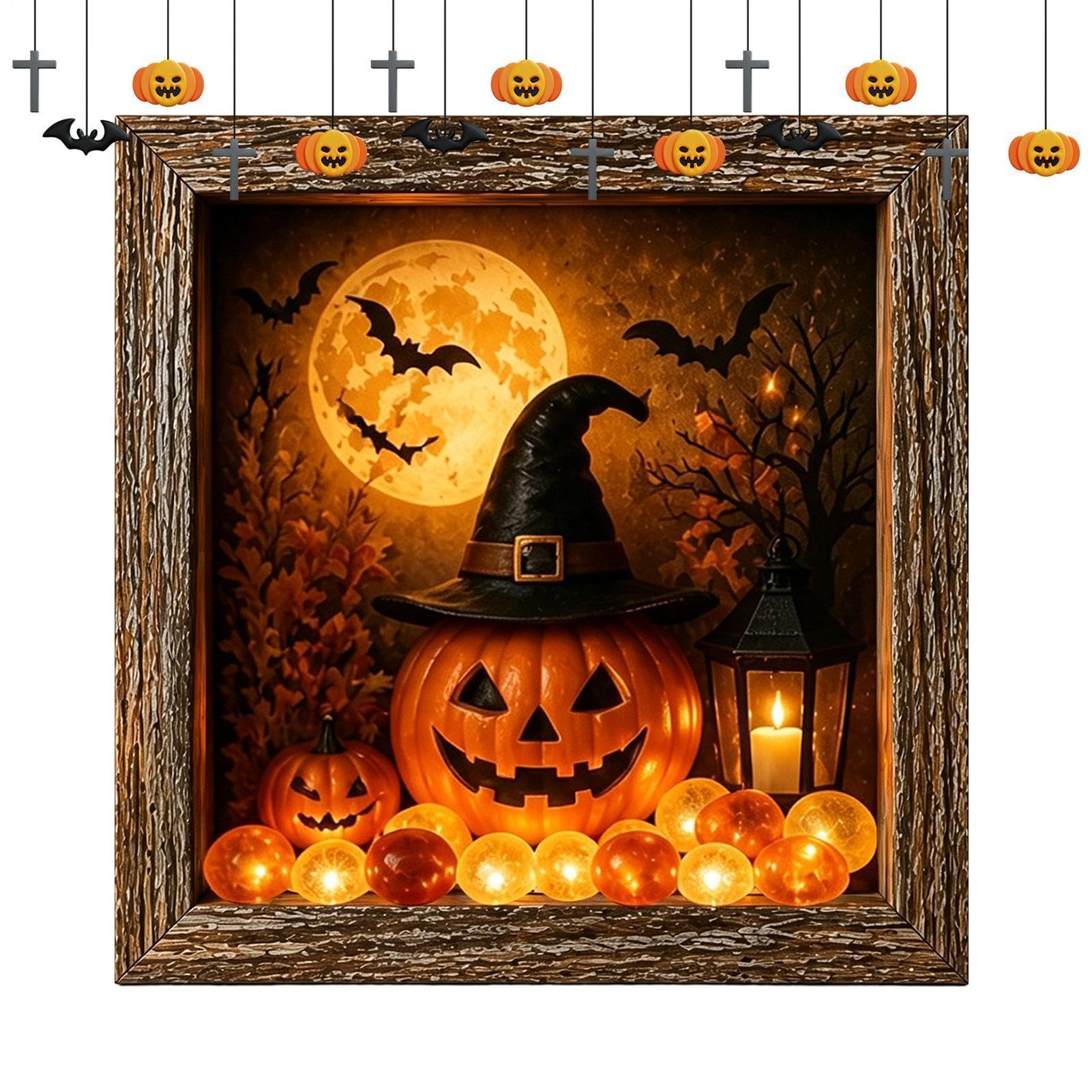 Recuerdos de Halloween para decorar el porche o el dormitorio con luz cálida