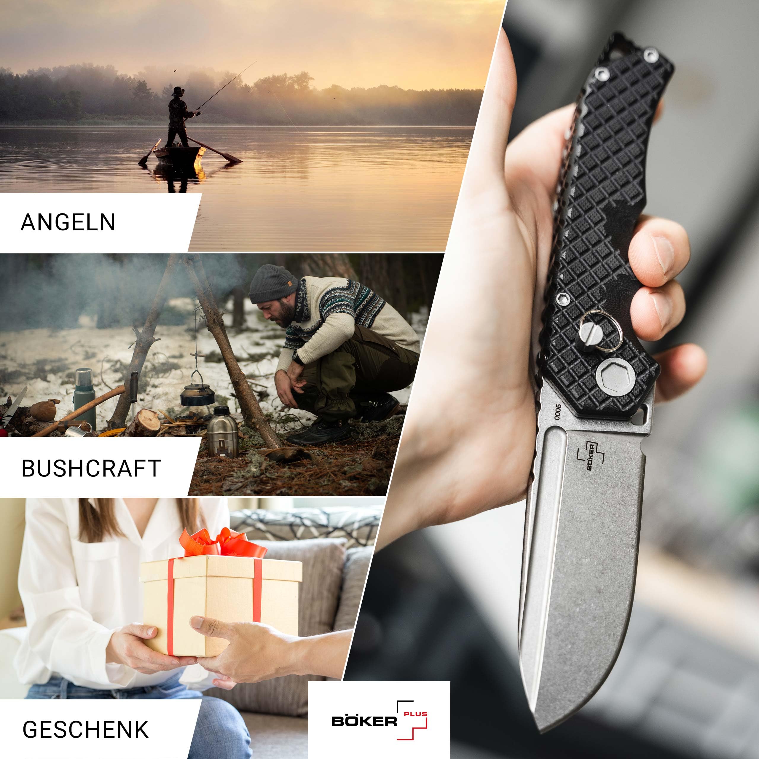 BÖKER PLUS® Hermod Folder - 42a konformes Taschenmesser 9,2 cm D2 Spearpoint Klinge - Klappmesser im taktischen Look mit Bolzen – extra scharfes Linerlock Zweihand Messer mit Glasbrecher & Etui