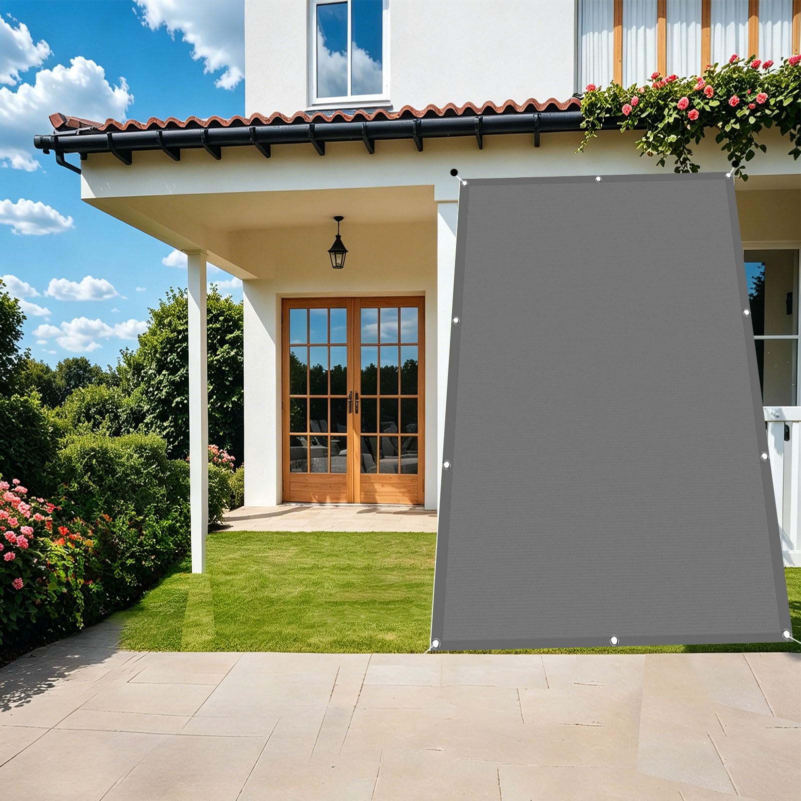 Toile d'ombrage 6x7m anti uv pour stopper la chaleur étouffante du jardin extérieur