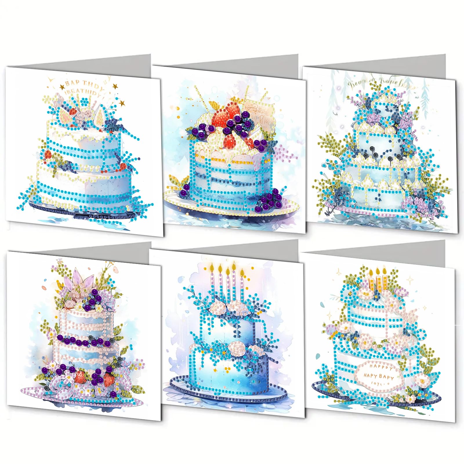 ARTopet 6Pcs DIY Folding Greeting Card Diamond Art Painting Creative Design Foldable Thank You Cards Blessing Greeting Card Set for Birthday Christmas