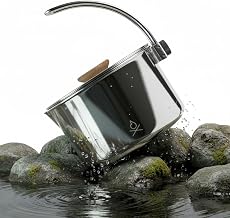 Überleben | Kessel Camp Kettle – 37 fl oz (1.1L) Camping Pot with Locking Lid, Hanger & Canvas Bag – Bushcraft Coffee & Tea Kettle, Outdoor Cooking Camping Essentials
