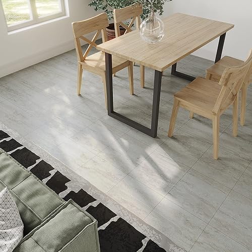 Miniatura 3 de VEELIKE Azulejos de vinilo de travertino beige, impermeables, para despegar y pegar, para cocina, baño, baldosas de mármol para despegar y pegar,