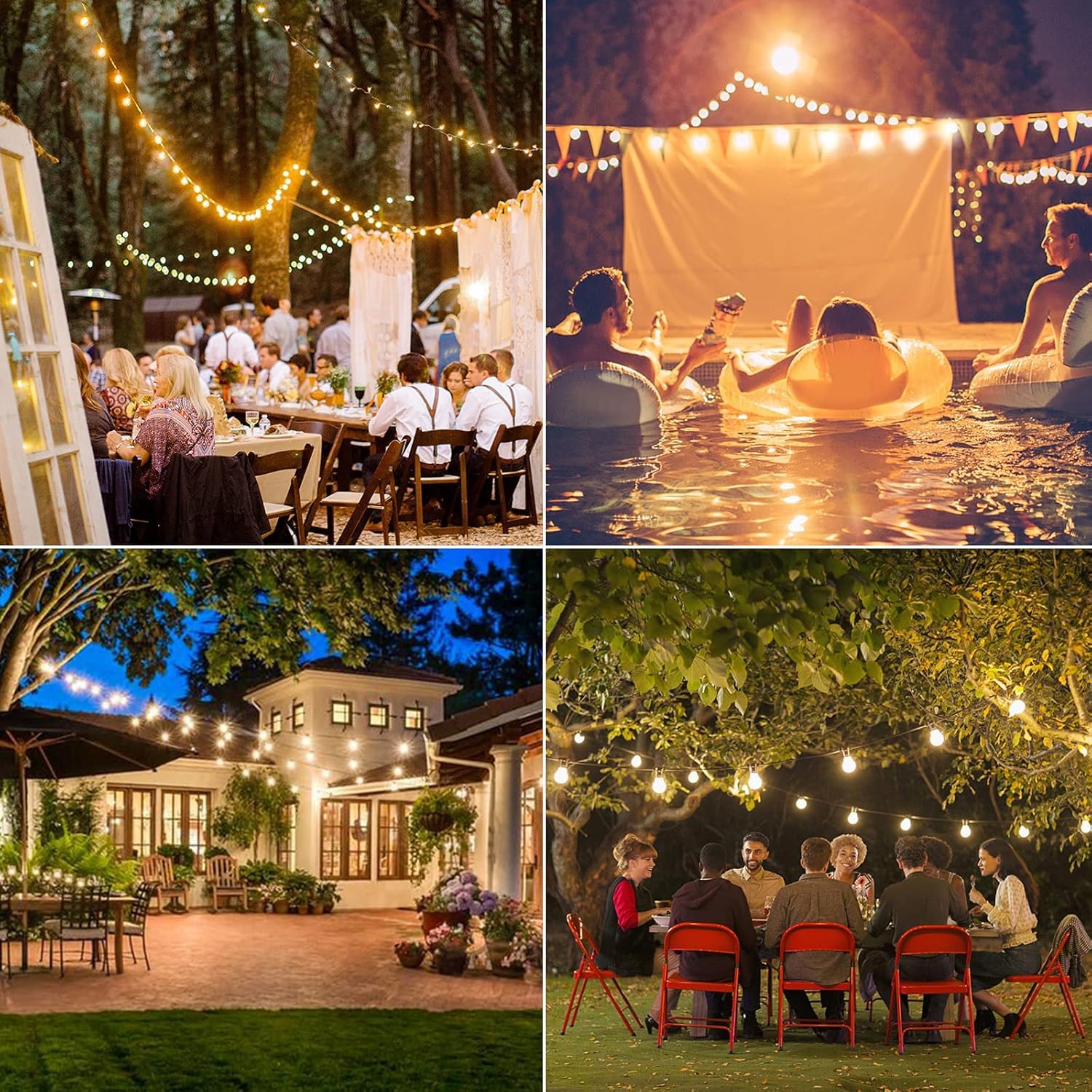 Brigros White - Catena Luminosa Esterno Con Pannello Solare, 27 Luci Da Esterno Giardino Solari, Luci Led A Basso Consumo Con 8 Modalità