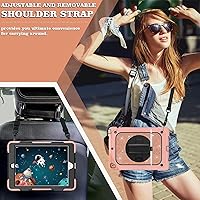 Vista 6 de FANSONG - Funda para iPad de 9 generación, funda para iPad 10.2, color rosa, 9 8 y 7 generación, resistente con soporte para lápices, correa de mano