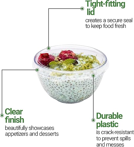 Miniatura 5 de Restaurantware Solo tapas tapas para cuencos desechables de 4 onzas, 100 tapas de plástico para tazas de aperitivo, los recipientes se venden por