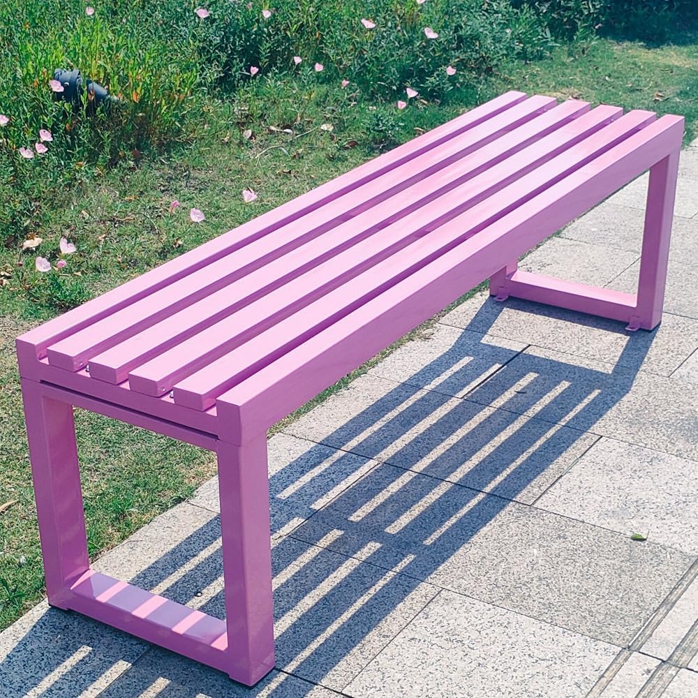 All Iron Lounge Chair Bench Multi-Color Indoor/Outdoor for Park Patio School Gym Living Room Mall Entry Hospital (Blue, 120cm)