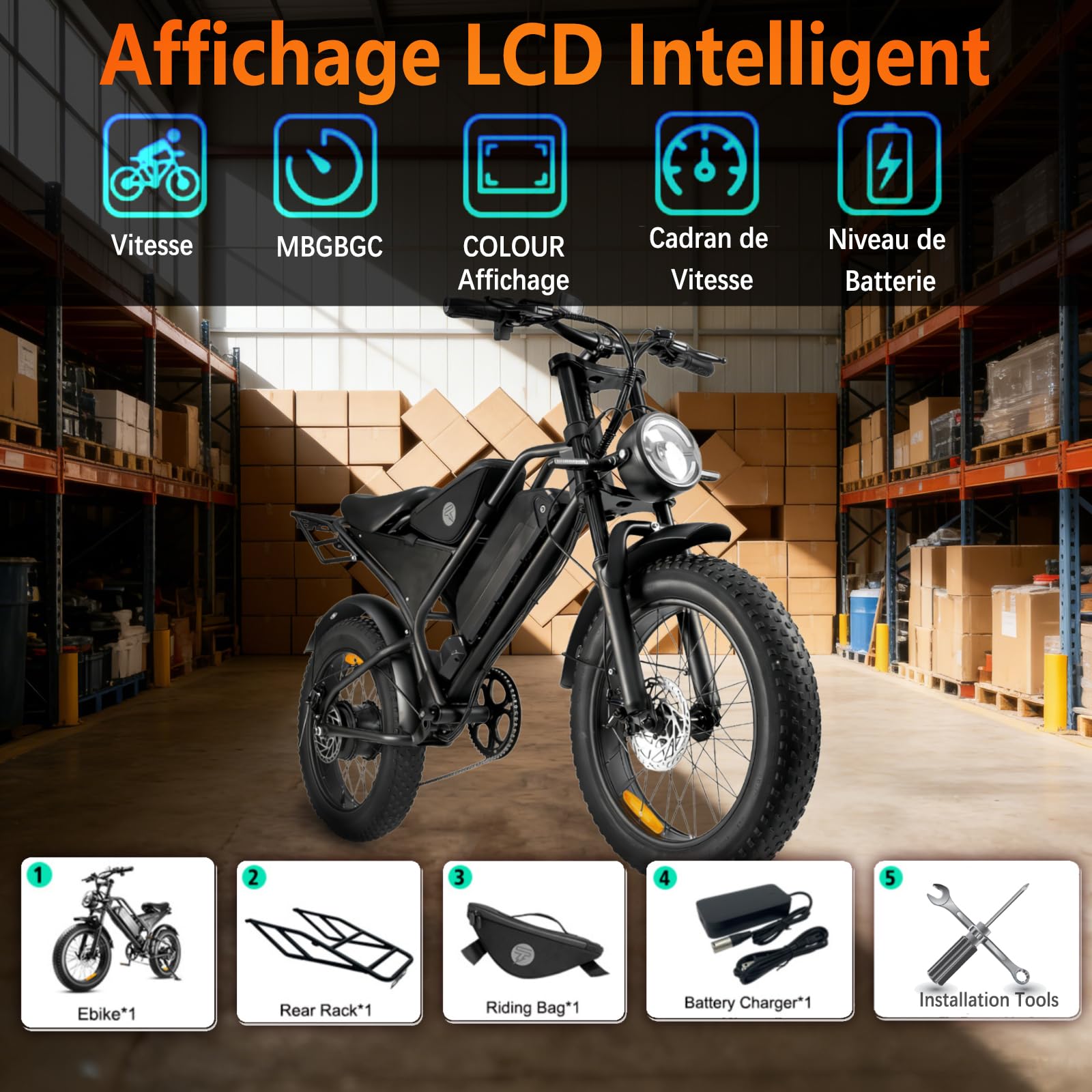 Vélo électrique pour adulte - Pour homme et femme - Batterie au lithium 48 V 18,2 Ah - Longue portée - 7 vitesses - Pour VTT, plage et neige
