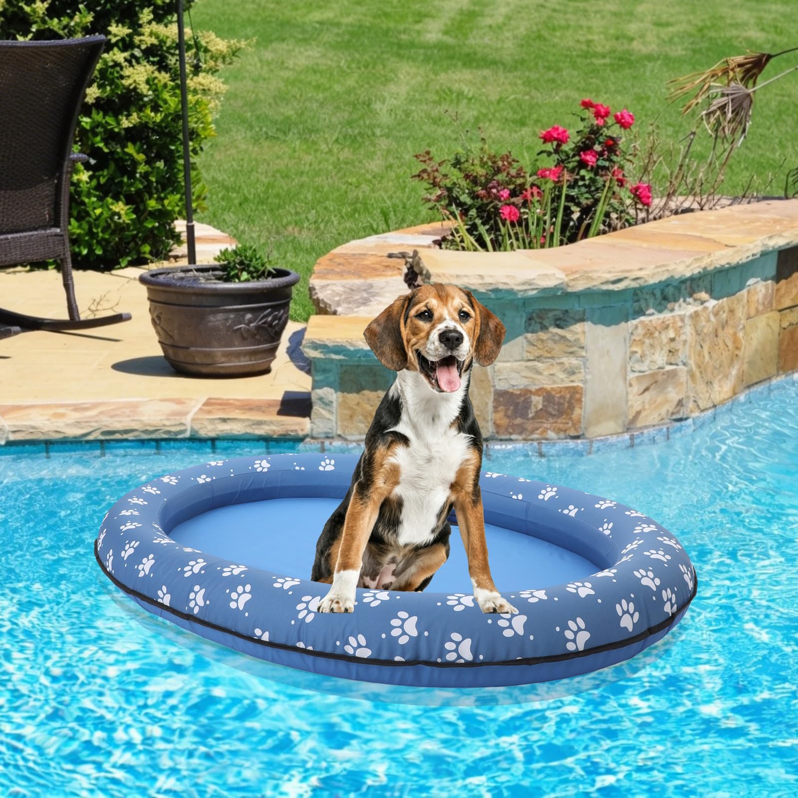 Balsa Inflable para Perros de PVC 140x96x15cm Azul