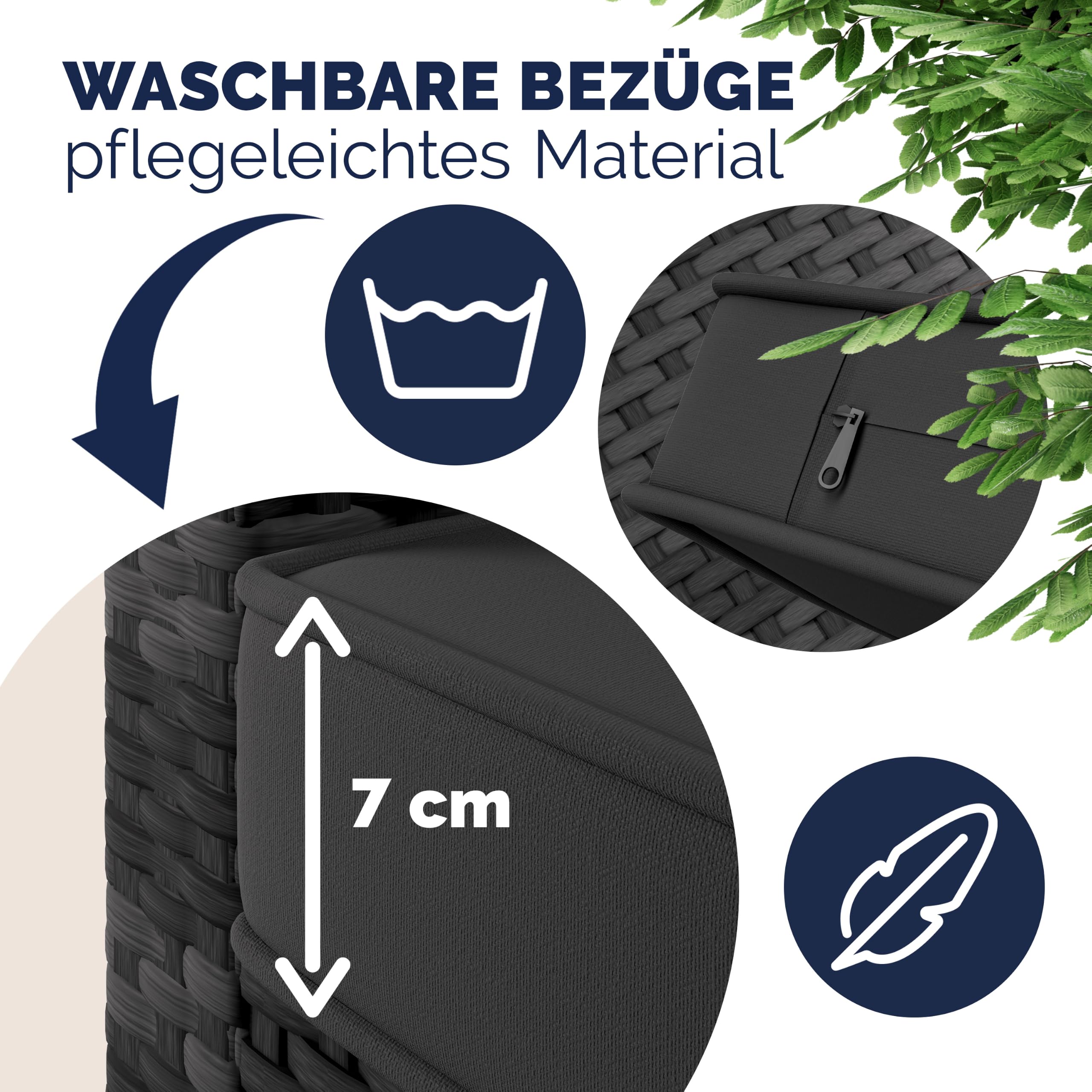 Casaria® Polyrattan Ecklounge Set WPC Esstisch Ecksofa inkl. 7 cm Sitzauflagen 15 cm Kissen Wetterfest Outdoor Lounge Garten Terrasse Balkon Möbel Grau