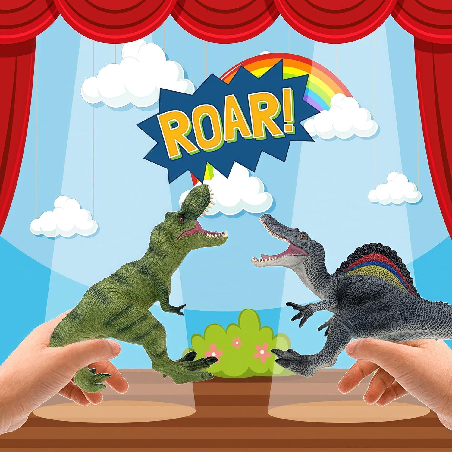 Dinosaur Toys for Kids, 6Pcs T-Rex Spinosaurus Velociraptor Dilophosaurus D-rex and Indoraptor with Roar Strikers and Stinding Poses Dino Toy Gifts, Great Play or Display Dinosaur Toys for Toddlers