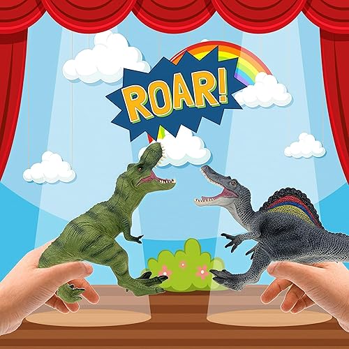 Miniatura 7 de Juguetes de dinosaurio para niños, 6 piezas de T-Rex Spinosaurus Velociraptor Dilophosaurus D-rex e Indoraptor con rugidos y poses Stinding Dino Toy