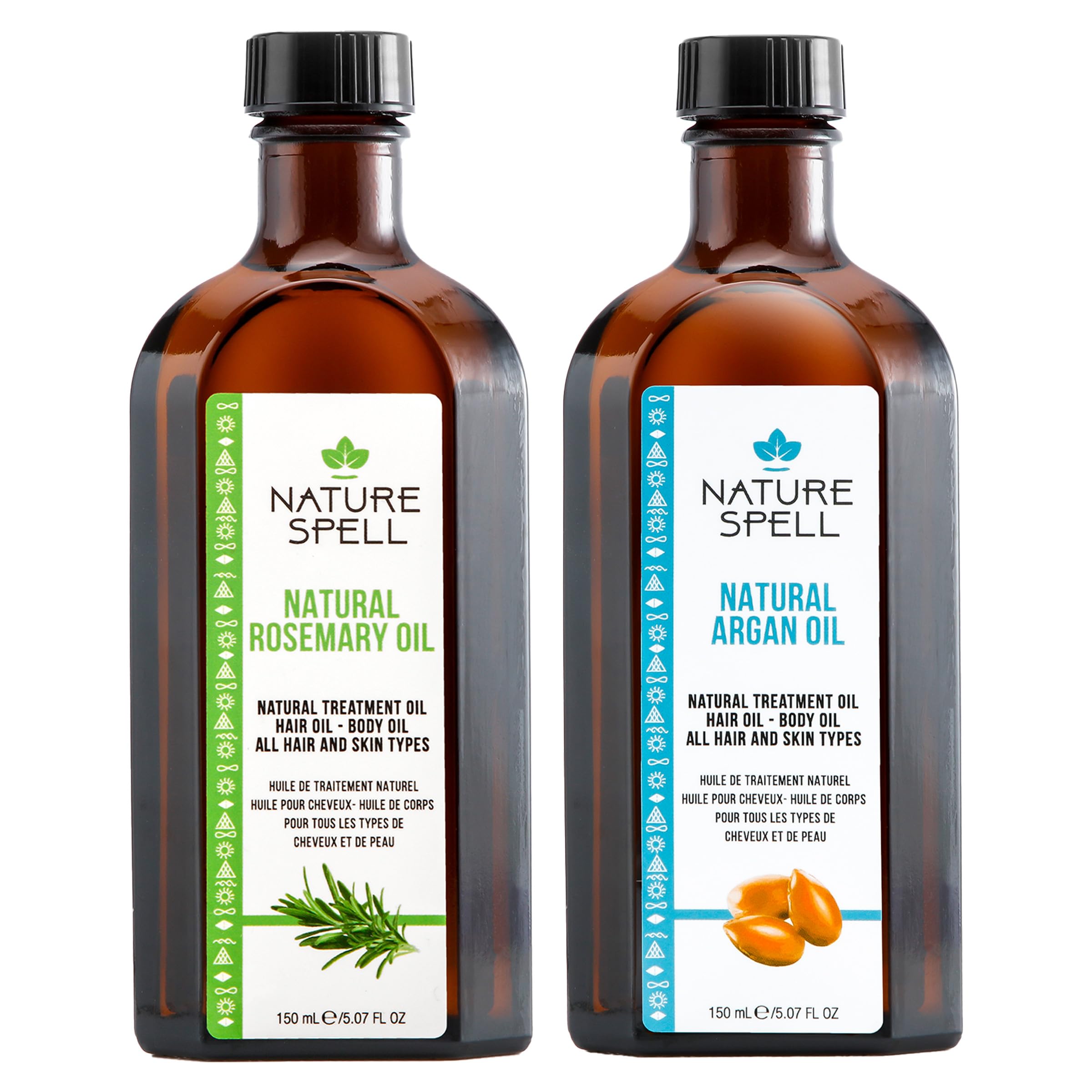 Nature Spell Hair Growth Duo with Rosemary & Argan Oils, Pre-Diluted Oil Set to Strengthen Hair and Nourish the Scalp