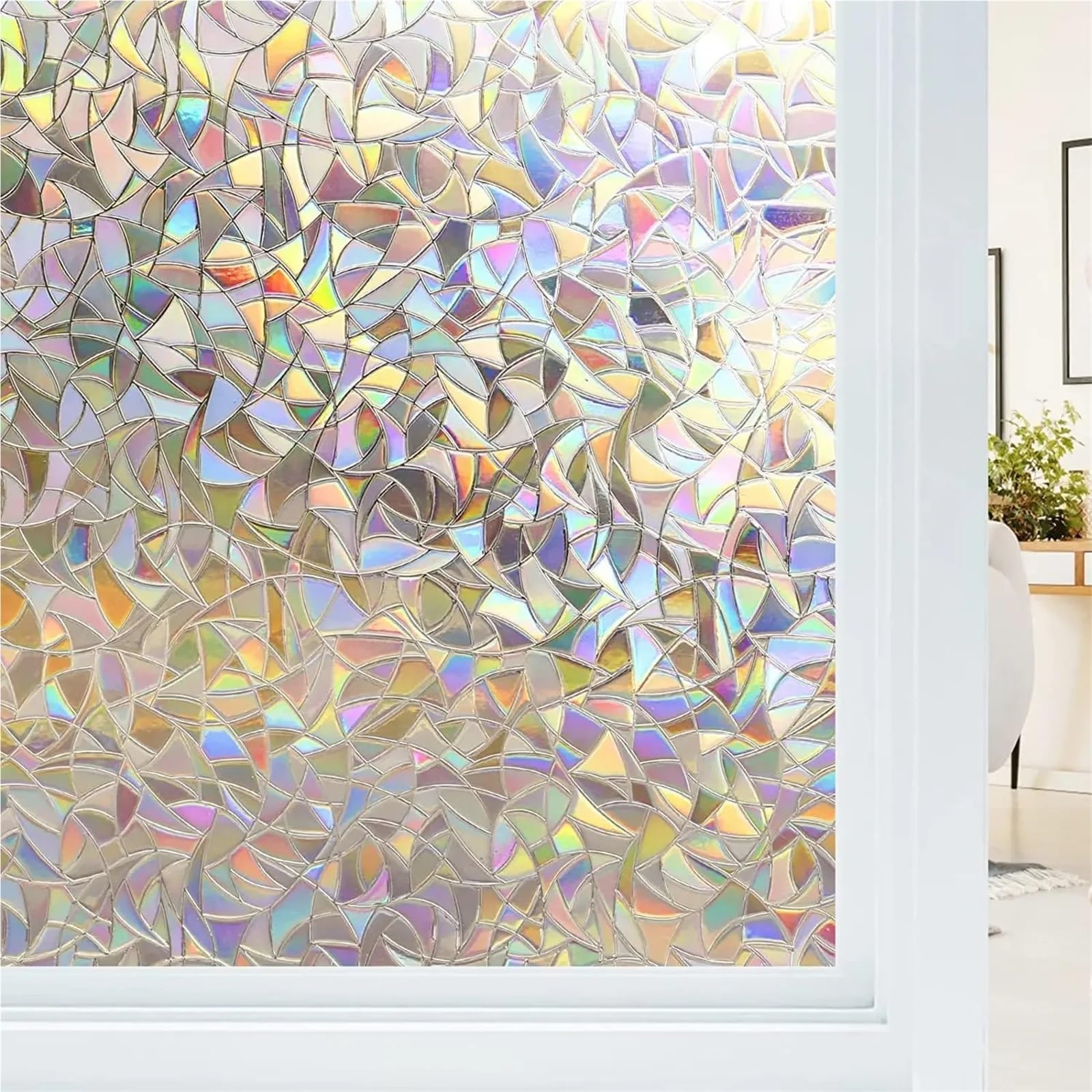 SHALLEZSOU Window films Window Film Privacy Stained Glass Covering Sticker Non-Adhesive Removable Reflective For Home(90x500cm)