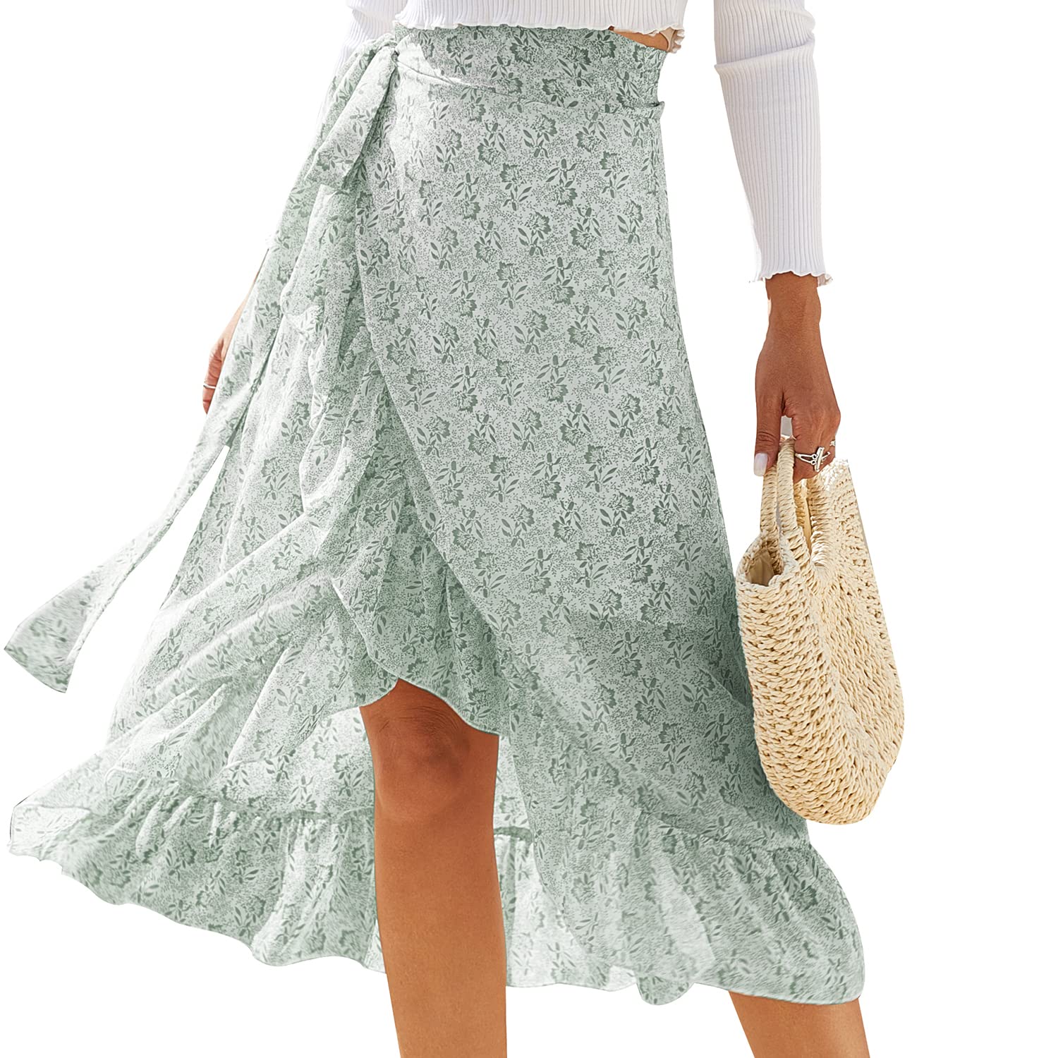 Ccsyuswomens Boho Beach Summer Wrap Skirt Split A Line Midi