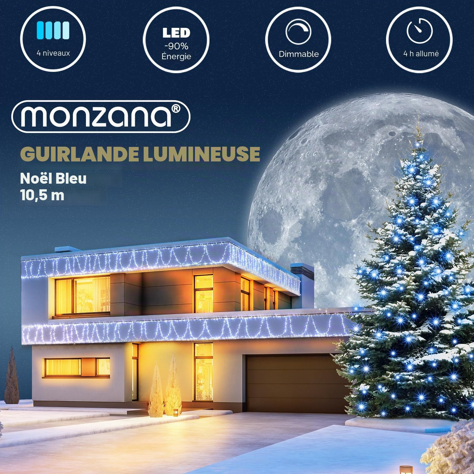 Deuba® Guirlande lumineuse 160 LED Bleu décoration de Noël à piles avec minuteur 8 fonctions extérieur d'éclairage Intérieur