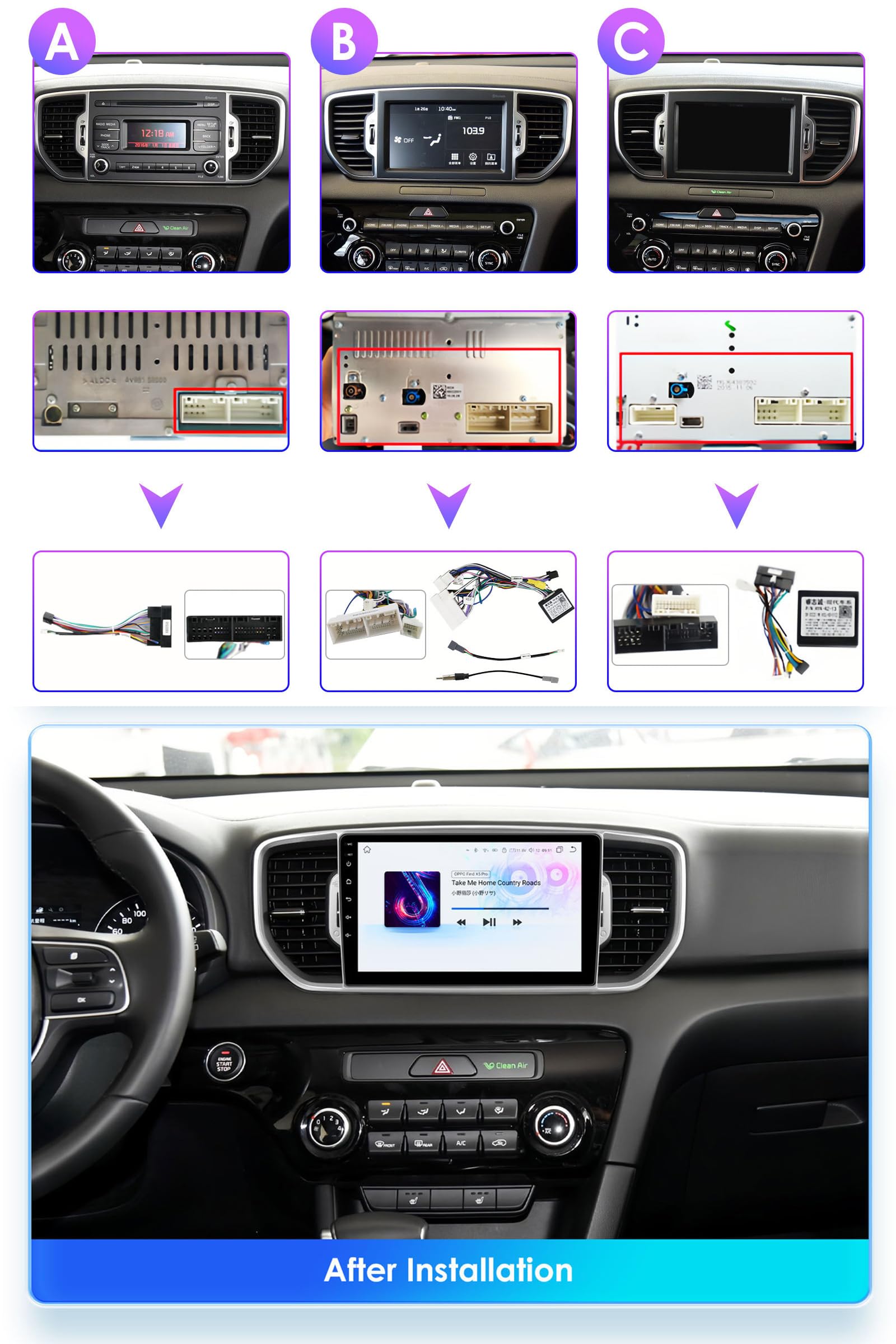 ,M6 plus 1,Android 15 Radio 2 Din Stereo z 4G WiFi Carplay Android Auto dla Sportage 4 KX5 2016-2018 Upgrade Touch Screen GPS Navi 9'' MP5 Multimedia Odtwarzacz wideo FM BT Odbiornik