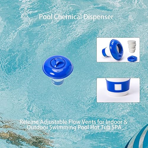 Miniatura 5 de YSMJ Kit de limpieza de piscina, aspiradora de piscina, cepillo pobre, dispensador de cloro, red de desnatadora de piscina con poste de 3 secciones,