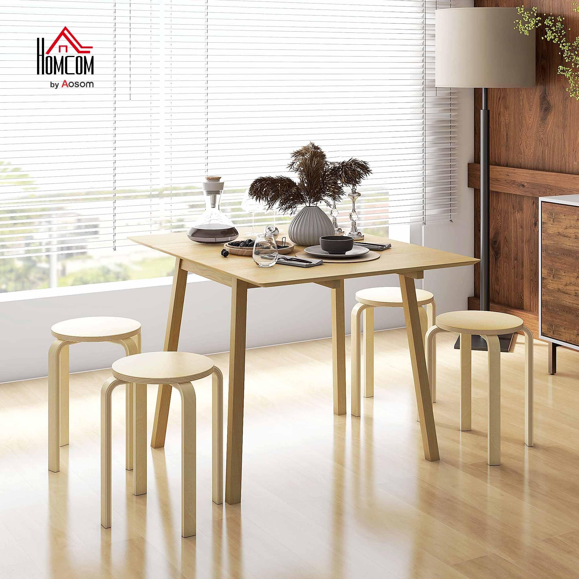 HOMCOM Set of 4 Stackable Stools, Dining Room Stool with Non