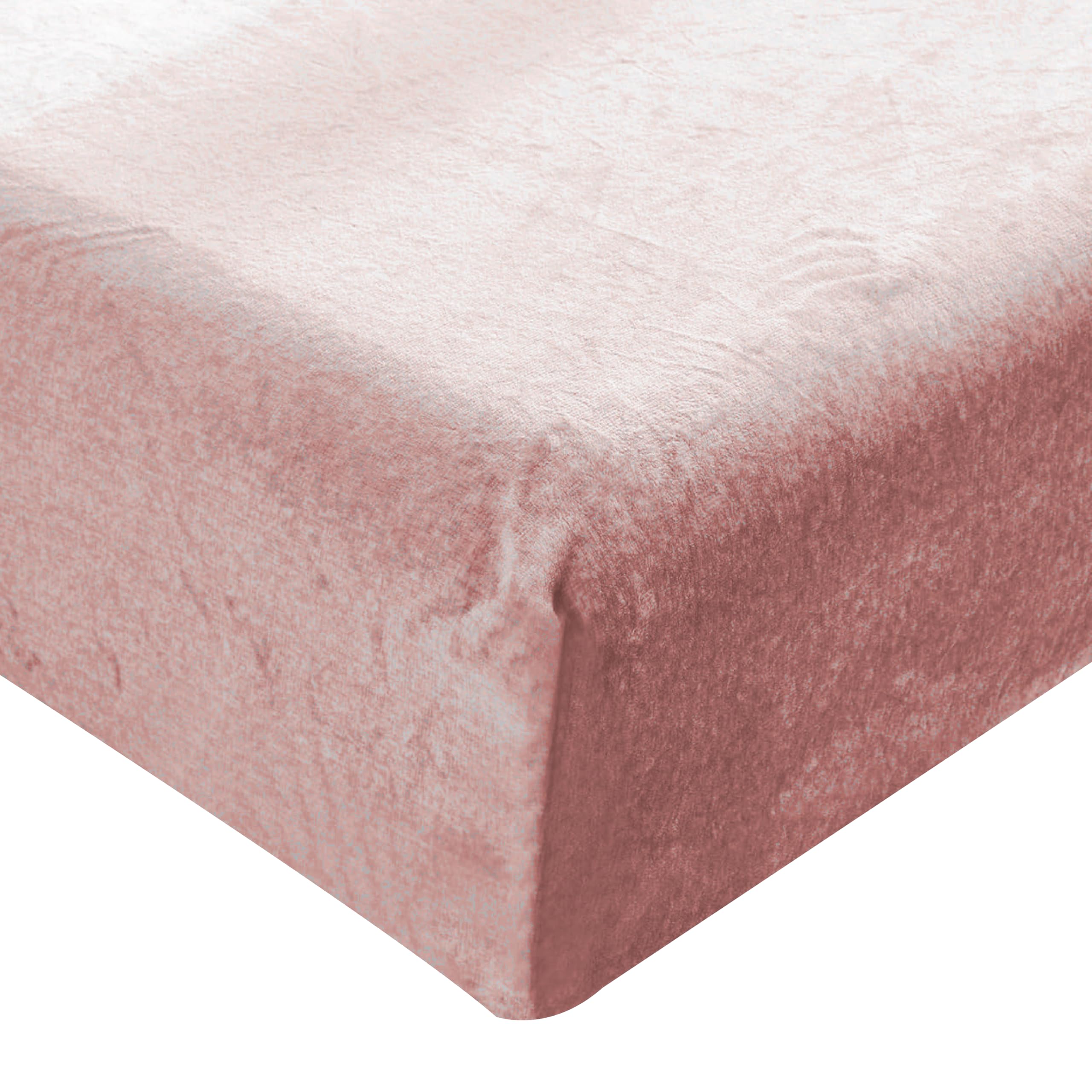 EV DEKOR®Teddy Fleece Double Blush Plain Fitted Sheet Bedsheet -Super-Soft Thermal Warm 100% Polyester Fabric -Bottom Sheet - Double Bed cosy Bedsheets
