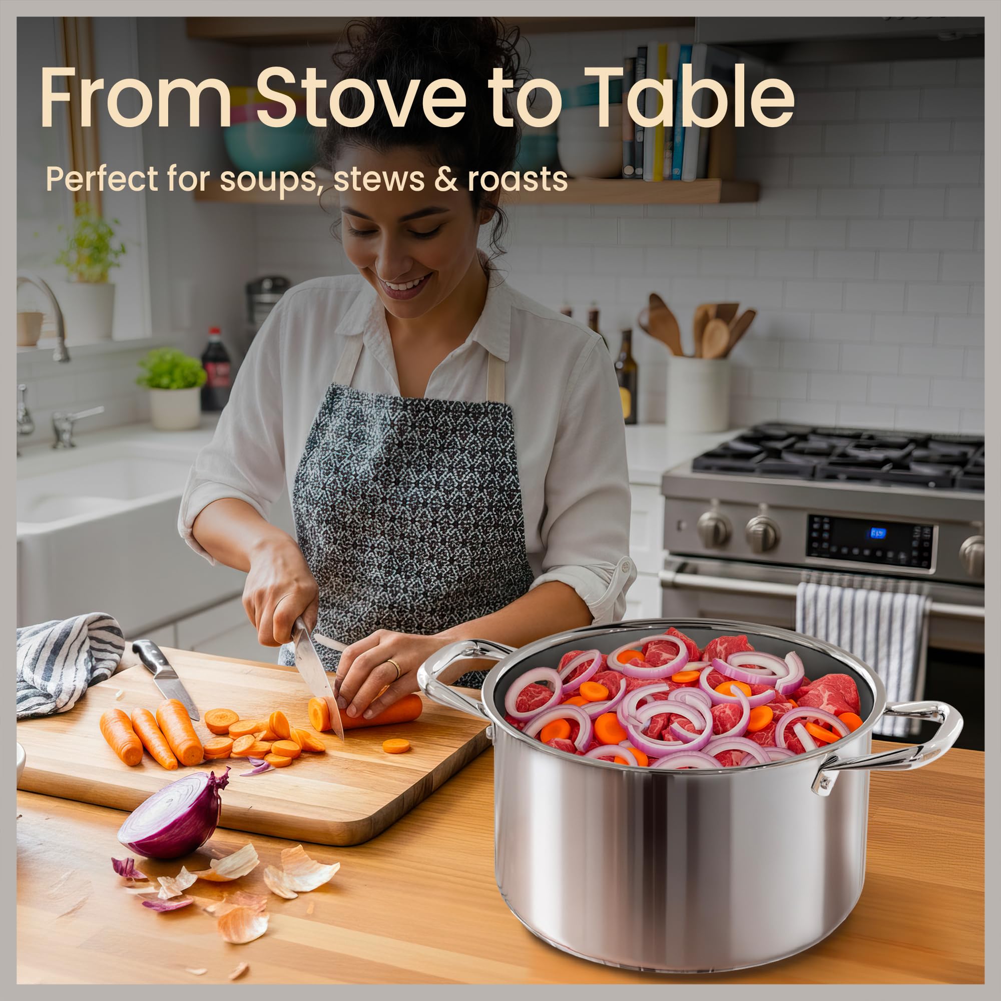 Stainless Steel Stockpot - 5 Quart, Tempered Lid -5