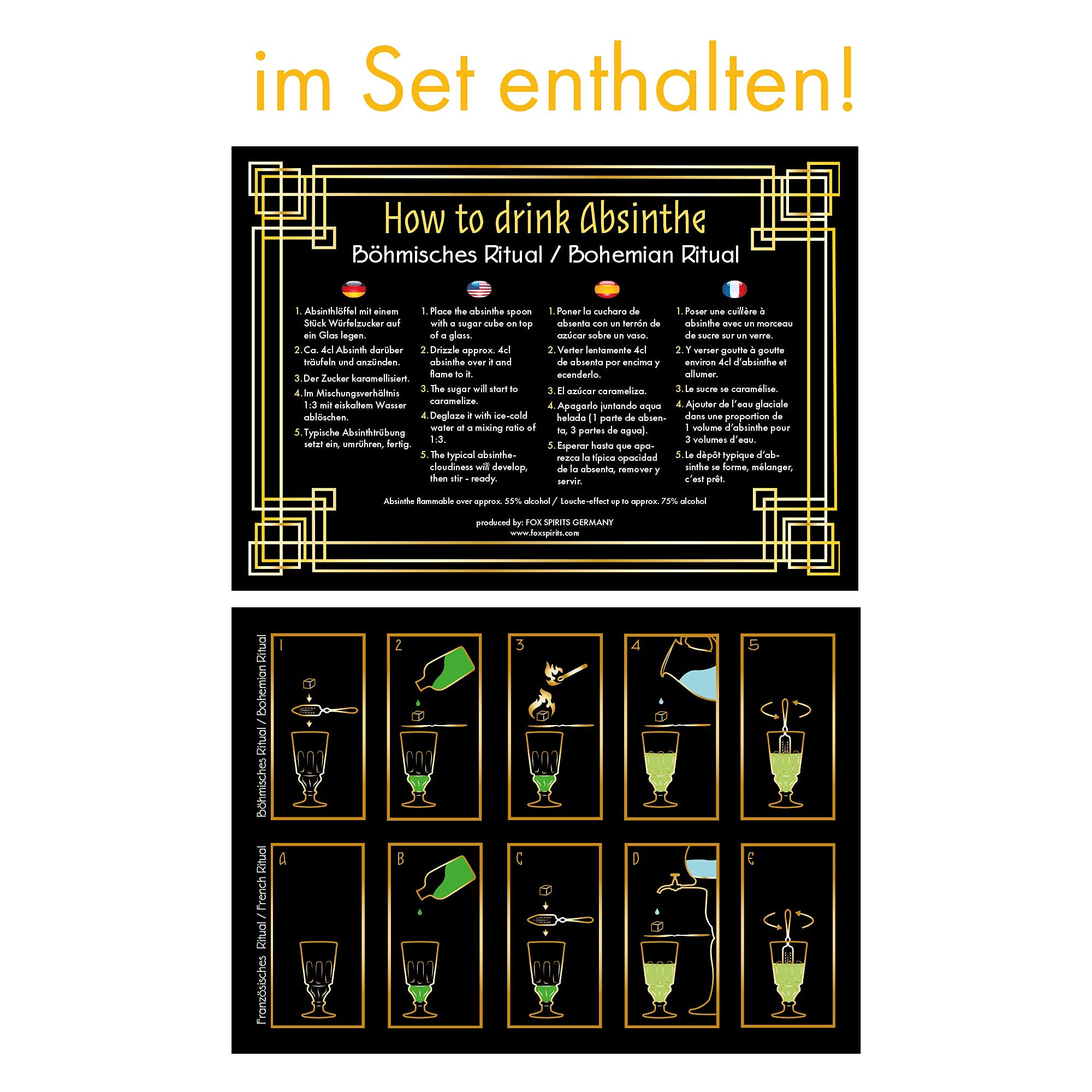 3x "Amnesie" Absinthe - 0,5l - 69,9% alc. Vol. - Totenkopfflasche - Green Head Absinthe