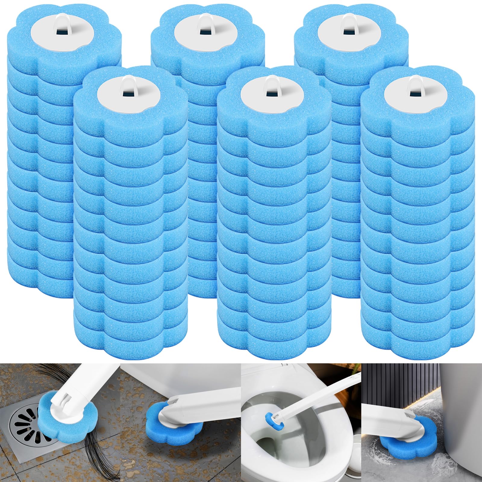 Scopino WC Usa e Getta (con Pulizia WC) – Set di Scopino Bagno WC a Parete in 2 Pezzi, Comprensivo di 54 Dischetti Struccanti e 2 Supporti per Riporle – Set Bagno