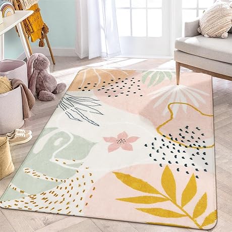 Lahome Washable Nursery Area Rug for Kids - 5x7 Soft Plush Non-Slip Area Rugs